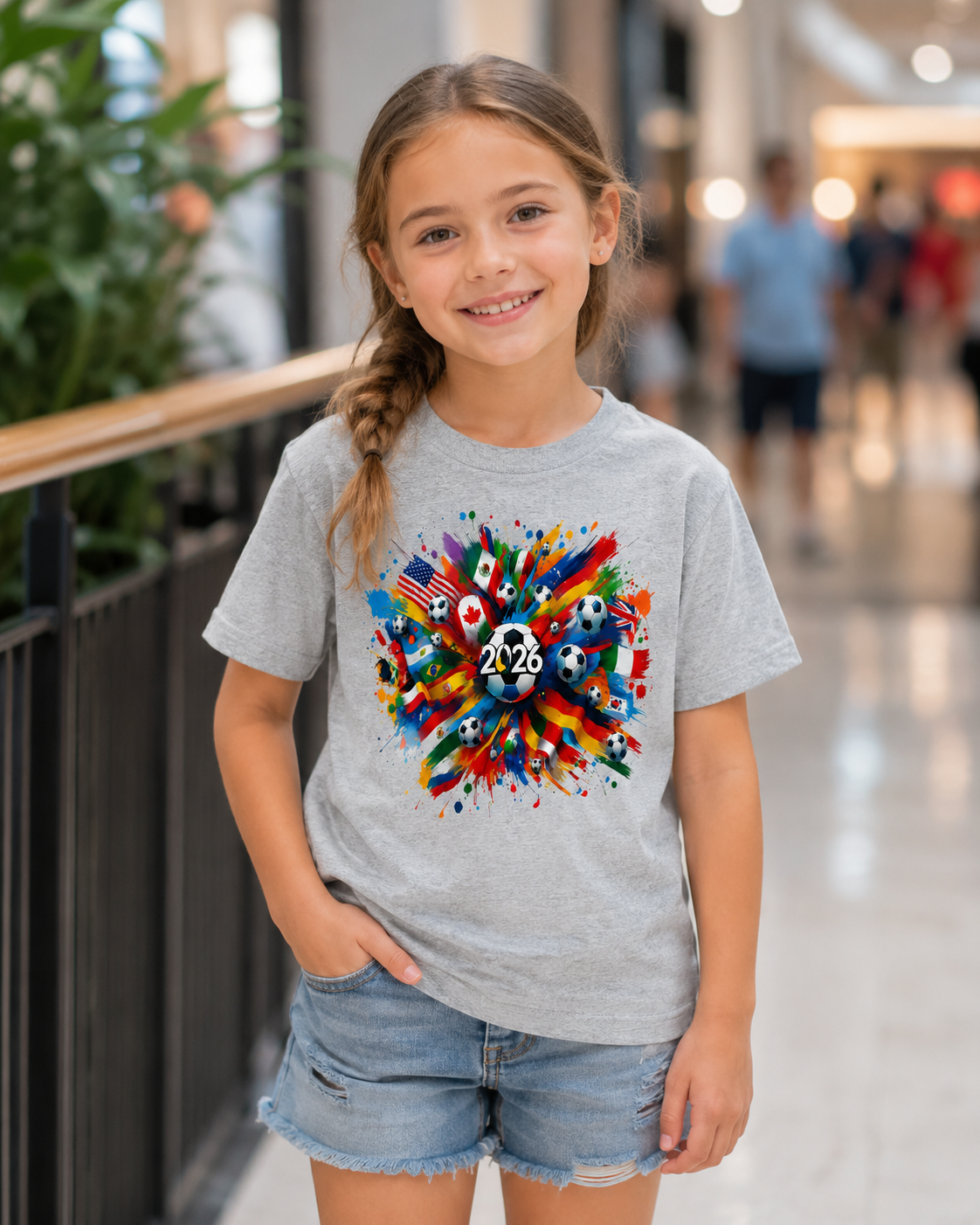 Kids Soccer Ball Graphic T-Shirt Worn Or Detail Scene 12