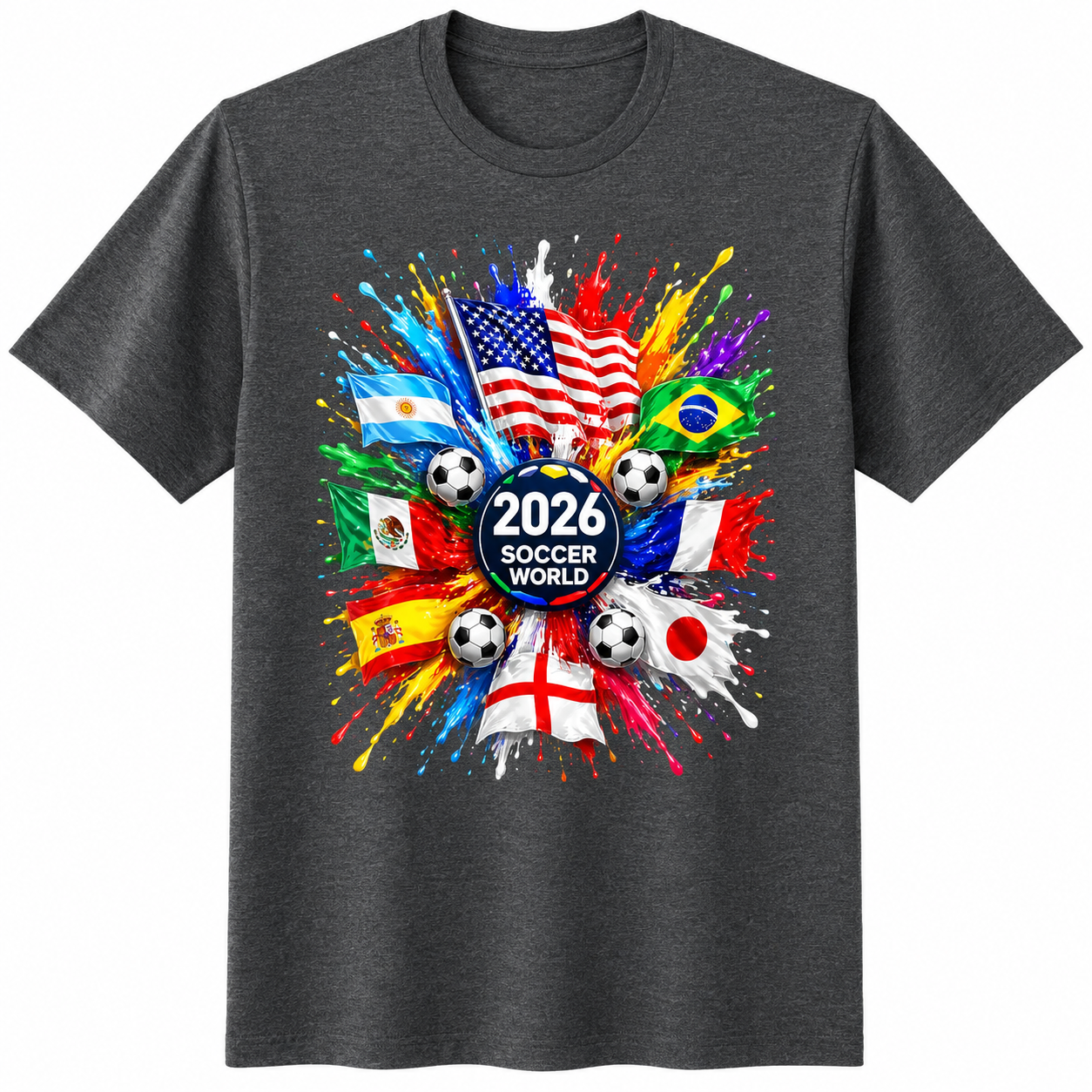 Men's World Flag Soccer Graphic Tee Product Color Packshot 4