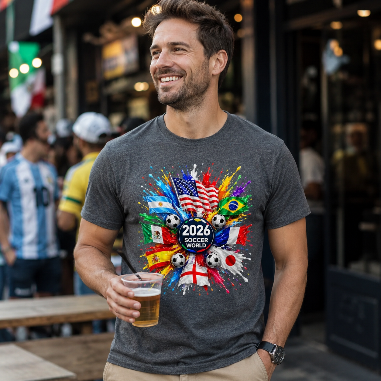 Men's World Flag Soccer Graphic Tee Product Color Packshot 6