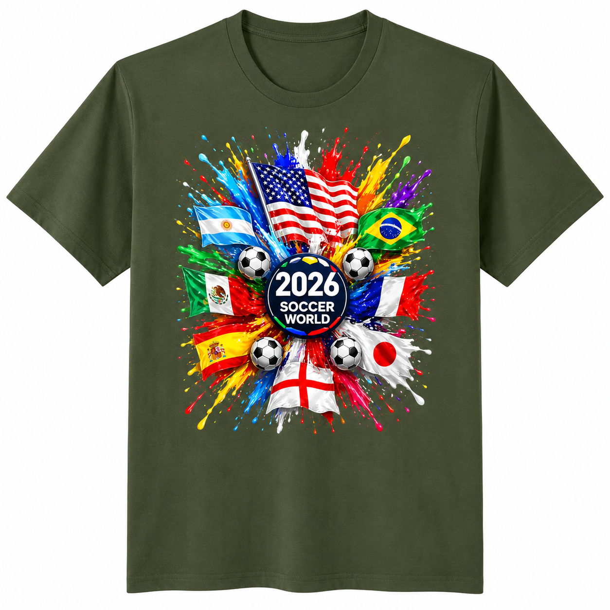 Men's World Flag Soccer Graphic Tee Product Color Packshot 7