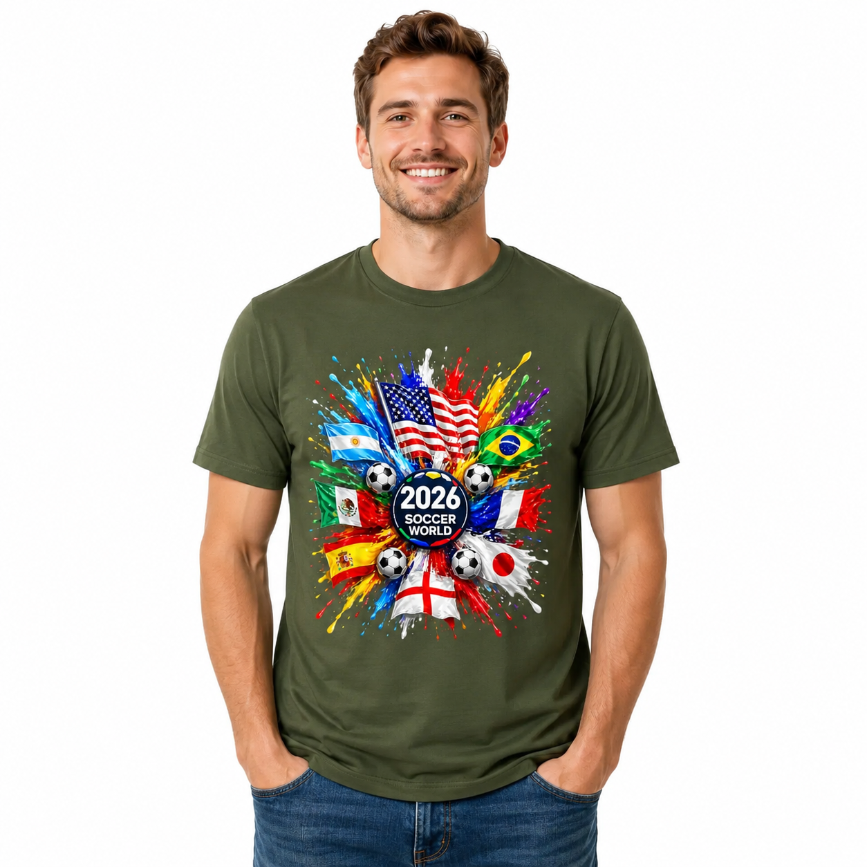 Men's World Flag Soccer Graphic Tee Product Color Packshot 8
