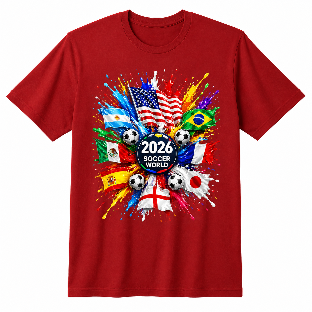 Men's World Flag Soccer Graphic Tee Worn Or Detail Scene 10