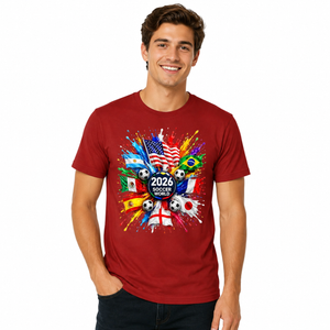 Men's World Flag Soccer Graphic Tee Worn Or Detail Scene 11
