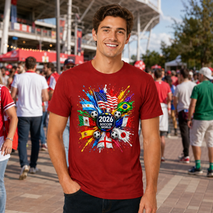 Men's World Flag Soccer Graphic Tee Worn Or Detail Scene 12
