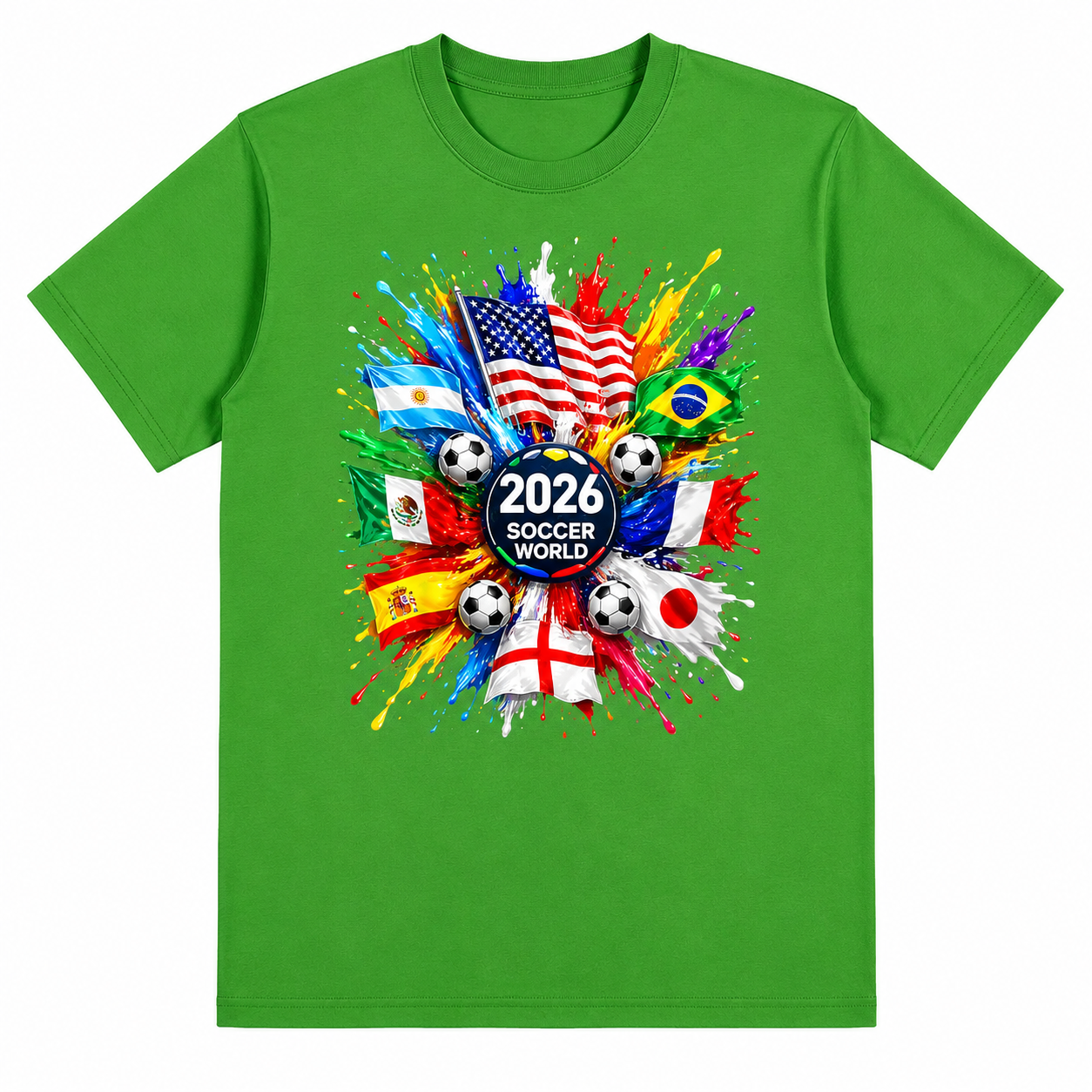 Men's World Flag Soccer Graphic Tee Worn Or Detail Scene 13