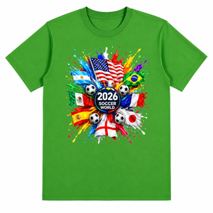 Men's World Flag Soccer Graphic Tee Worn Or Detail Scene 13