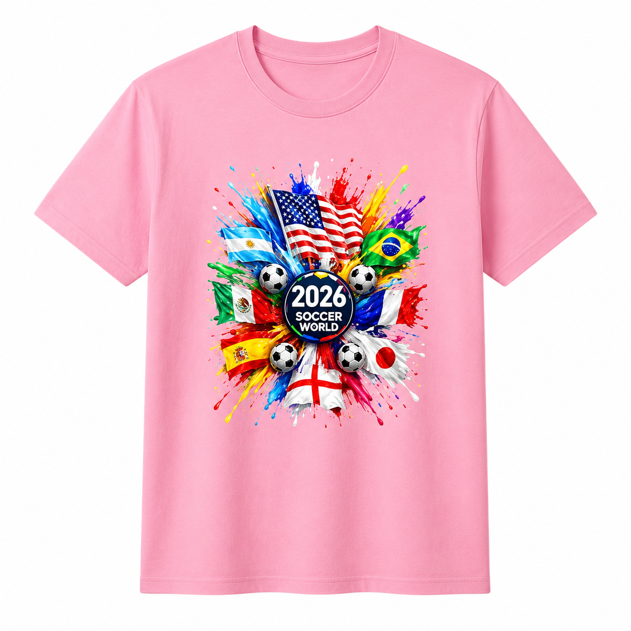 Men's World Flag Soccer Graphic Tee Worn Or Detail Scene 16