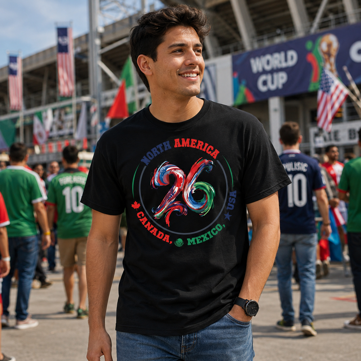 North America 2026 Soccer Fan Tee Worn Or Detail Scene 9