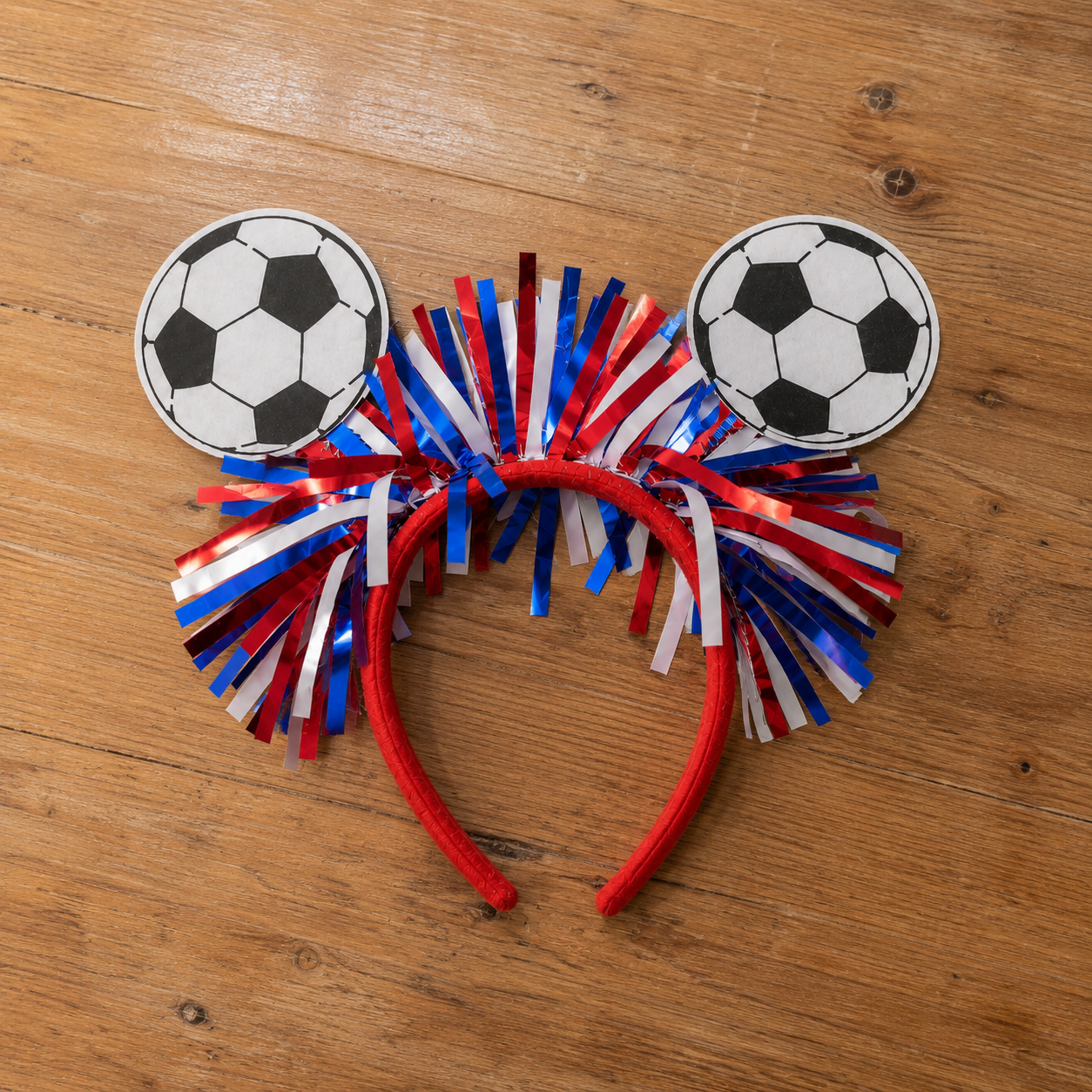 Red White Blue Soccer Headband and Glasses Set Style Or Detail View 3