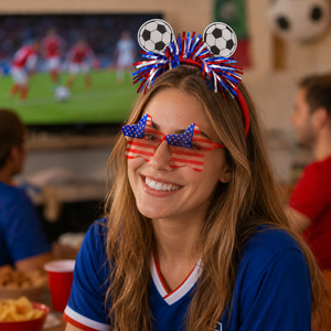 Red White Blue Soccer Headband and Glasses Set Style Or Detail View 5