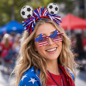 Red White Blue Soccer Headband and Glasses Set Style Or Detail View 6